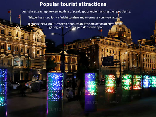 ZENTO Led Anti-Collision Stone Bollard Driveway Road Blocker สายบอลอุปสรรคที่ส่องแสง สถานีรักษาภายนอกที่มีรูปแบบส่องแสง