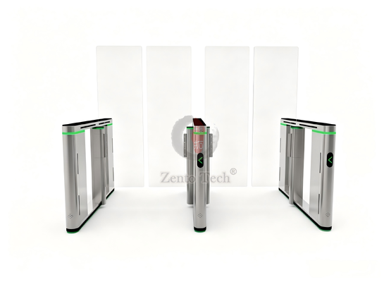 Zento อัตโนมัติ Speed Gate Turnstile กับ 1700mm Glass Barrier LED Indicator สําหรับอาคารสํานักงาน สนามบิน